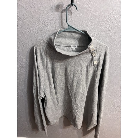 J.CREW Sweaters - J Crew Wide Button Sweatshirt Womens GrayHigh Neck Long Sleeve‎ Size 3X